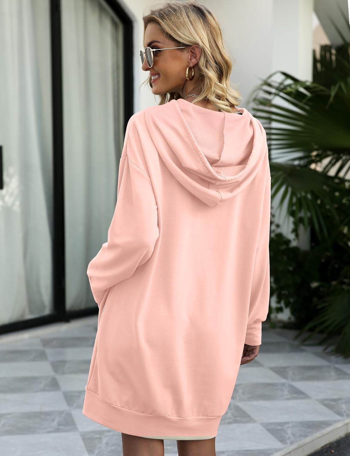 Quenteen Women Hoodies Dress Hooded Sweatshirts Dress Casual Long Sleeve Tunic Dress Oversized Sweatshirts with Pocket - Image 5