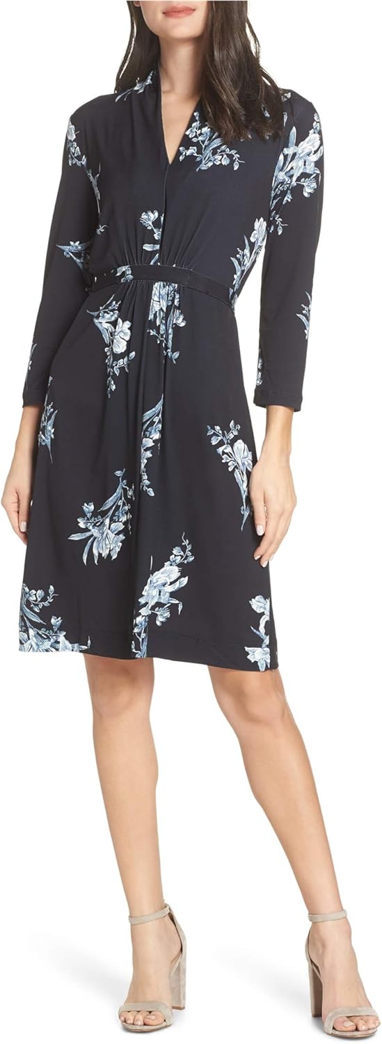 French Connection Womens Floral Jersey Dress, Black, 0