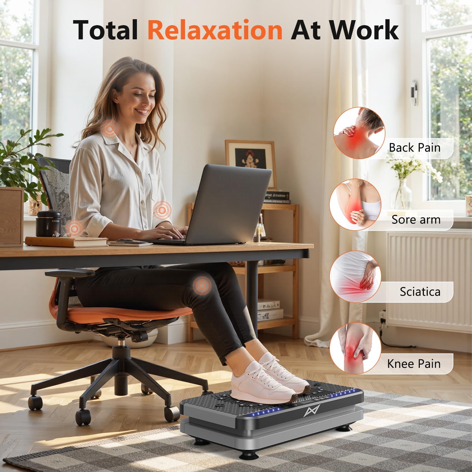 AXV Vibration Plate Fitness Platform Exercise Machine Vibrating Shaking Full Body Shaker Workout Vibrate Stand Shake Board Sport for Weight Loss Fat Burner for Gym Home Office