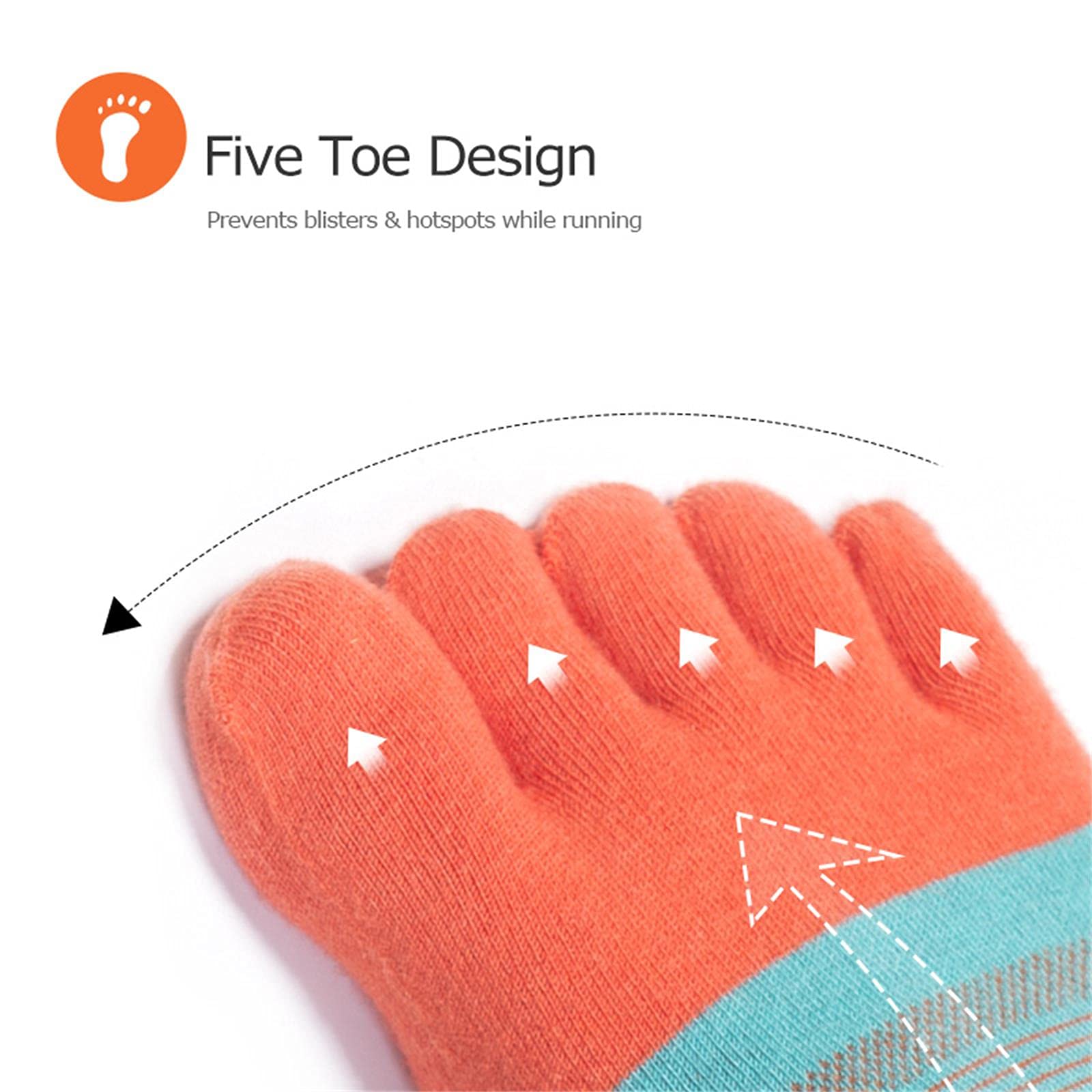 UKKO Calcetines de Hombre 3 Pares Ultra Run Cutt Athletic Athletic Cine Toe Socks Quarter Socks Toesocks-E4801 L Size