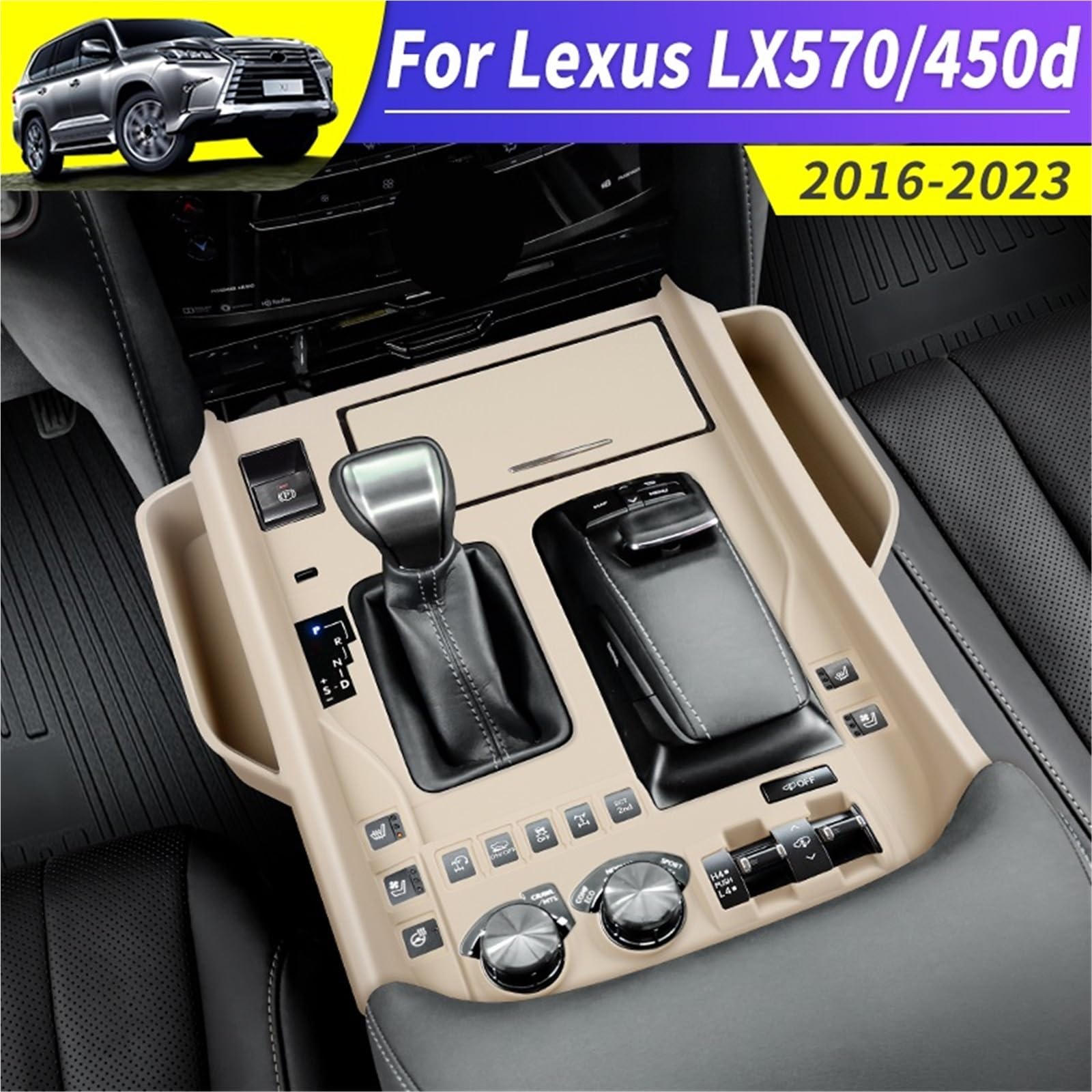 Ochrona Podłokietnika Pasuje do Lexusa LX570 LX450d 2016-2023 Silikonowy pokrowiec ochronny na panel sterowania centralnego LX 570 Schowek wewnętrzny Skórzana poduszka na podłokietniki(Black)