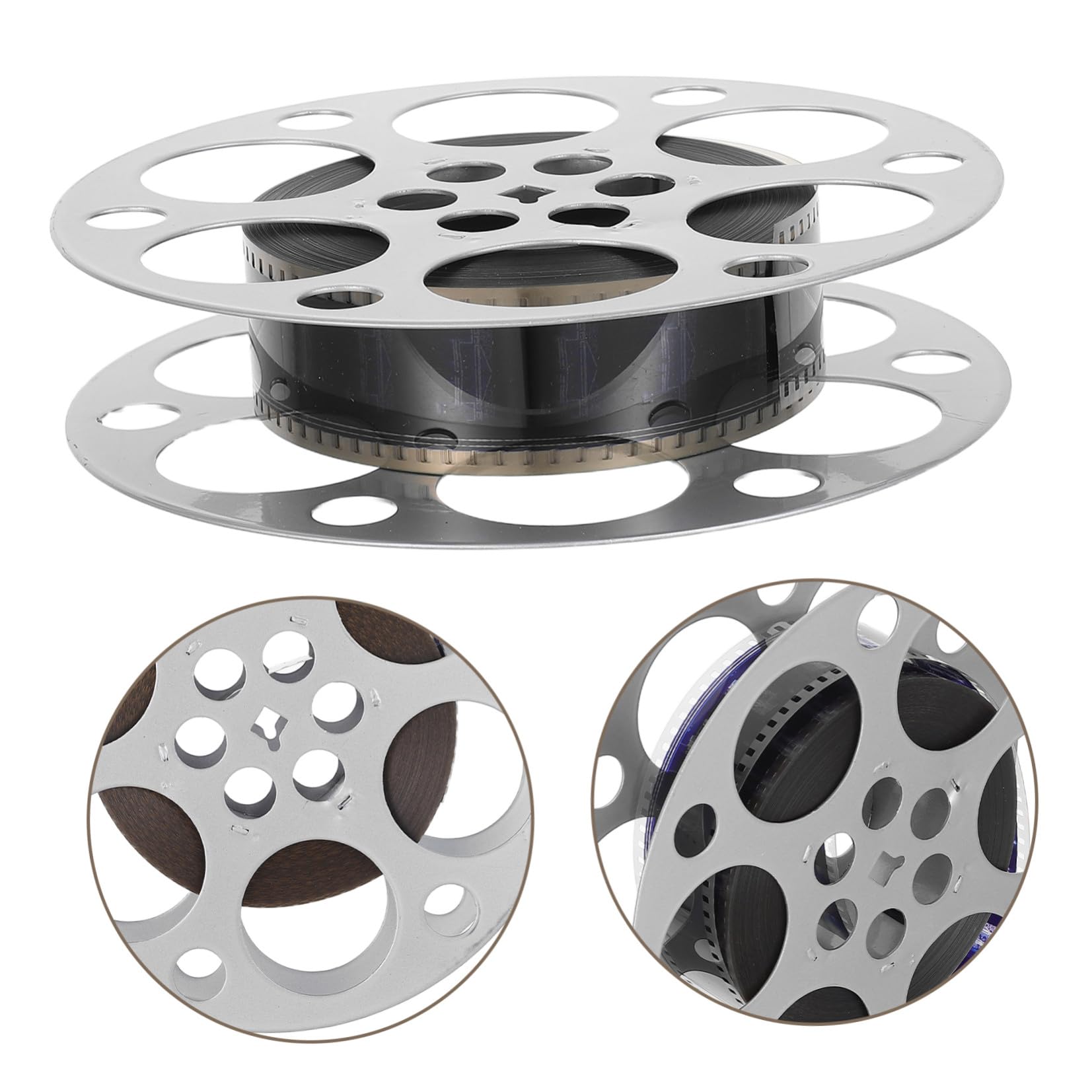 COHEALI Centrotavola Bobina Film Vintage in Ferro Argento 18 Cm | Tema Cinema per Feste, Portatile e Leggero, Texture Raffinata, per Designer e Collezionisti