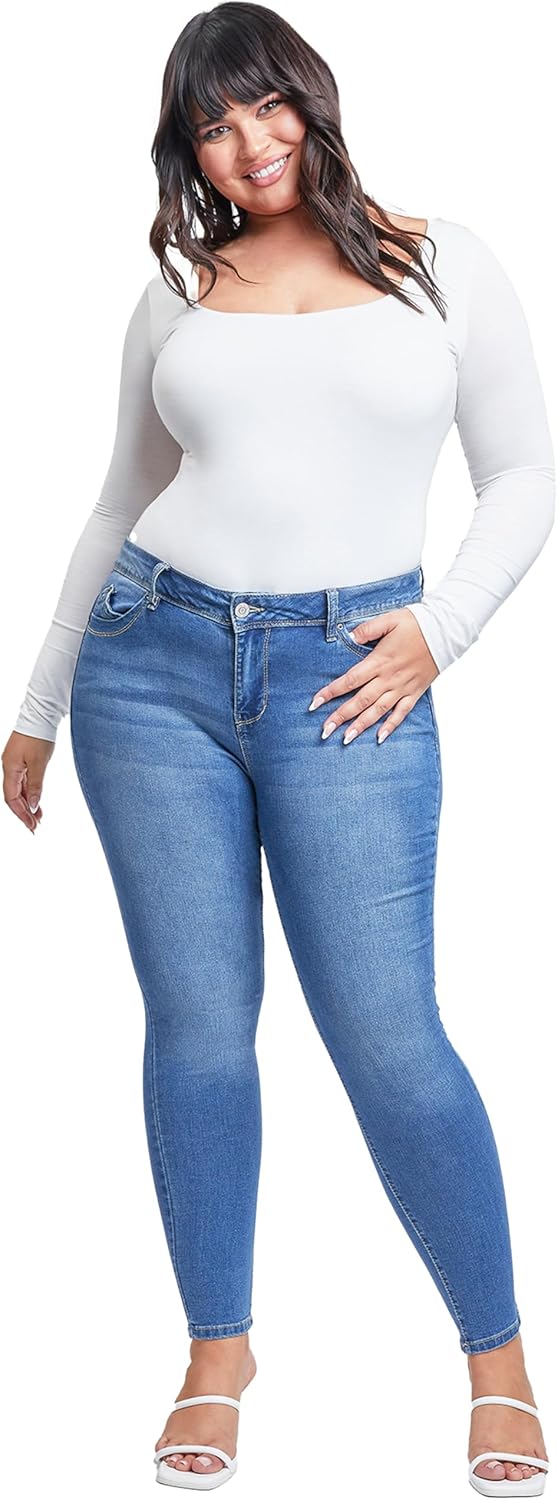 YMI Women's Plus Sustainable Wannabettabutt Skinny Jeans