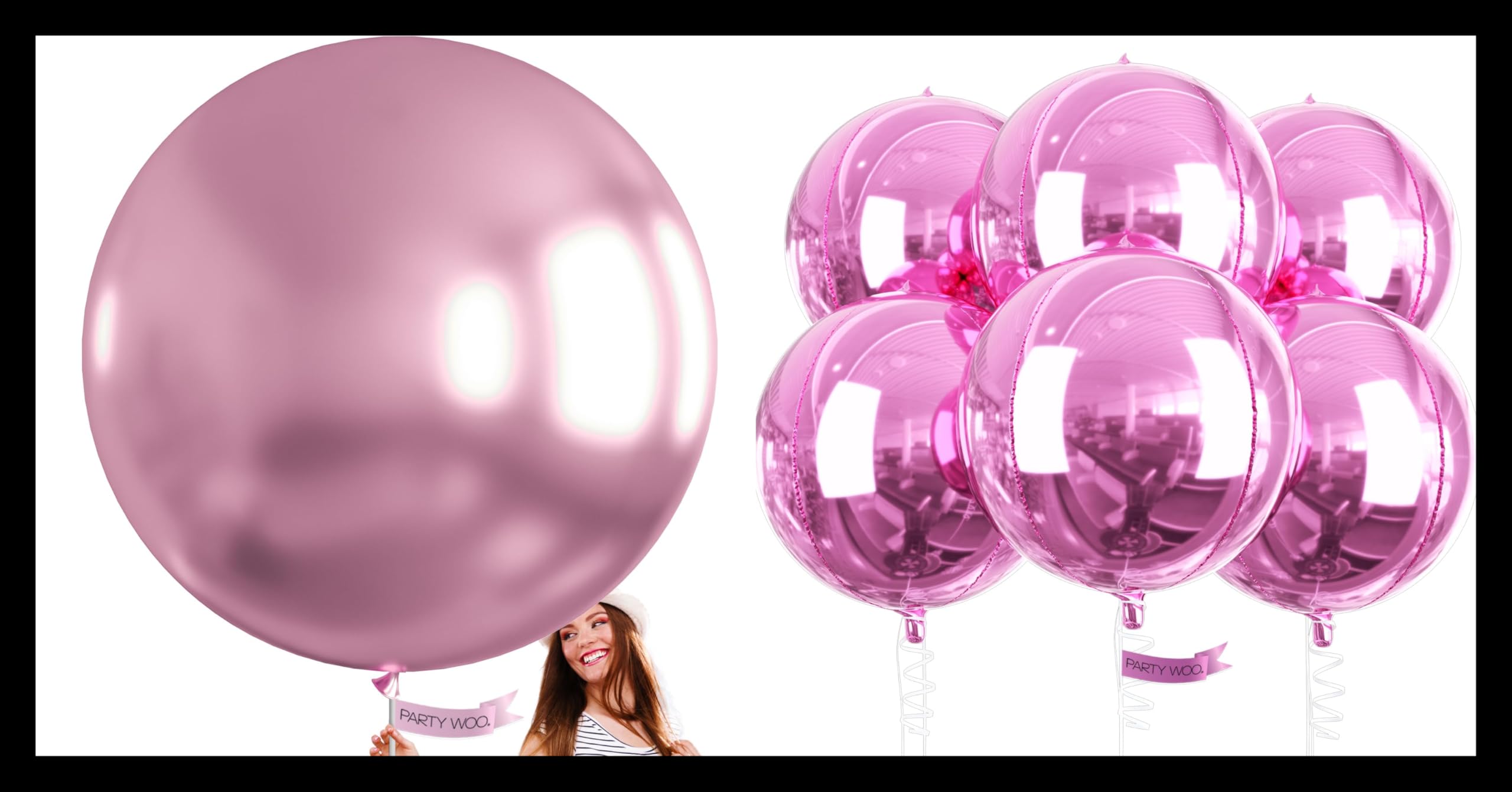 PartyWoo Metallic Pinkish Purple Large Balloons 4 pcs and PartyWoo Pink Balloons 6 pcs