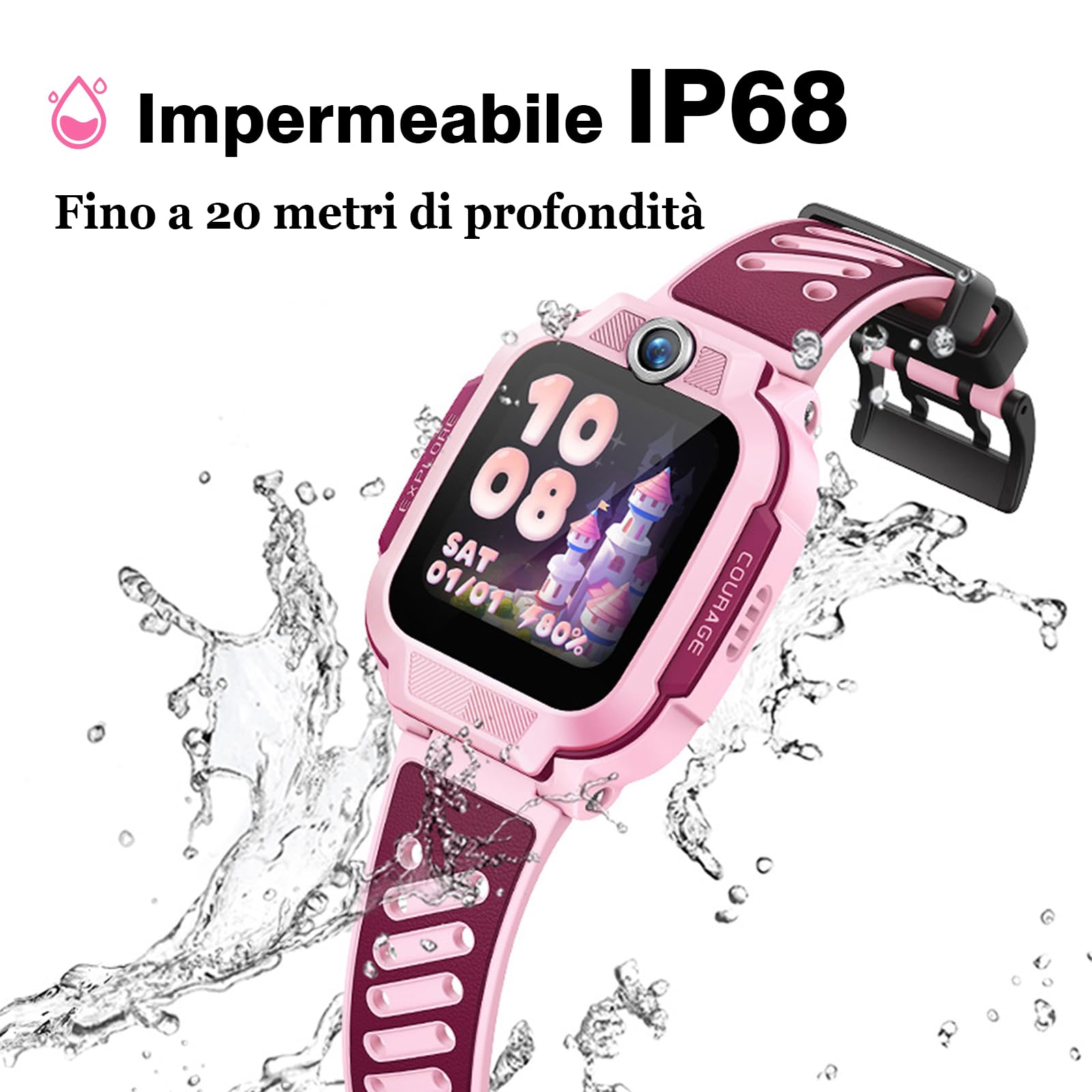 imoo Z3 orologio bambino, smartwatch bambini con GPS e scheda SIM & WiFi, videochiamata HD, controllo genitori, modalità aula, IPX8, SOS, fotocamera, 1,5", regalo per bambini ragazzo ragazza