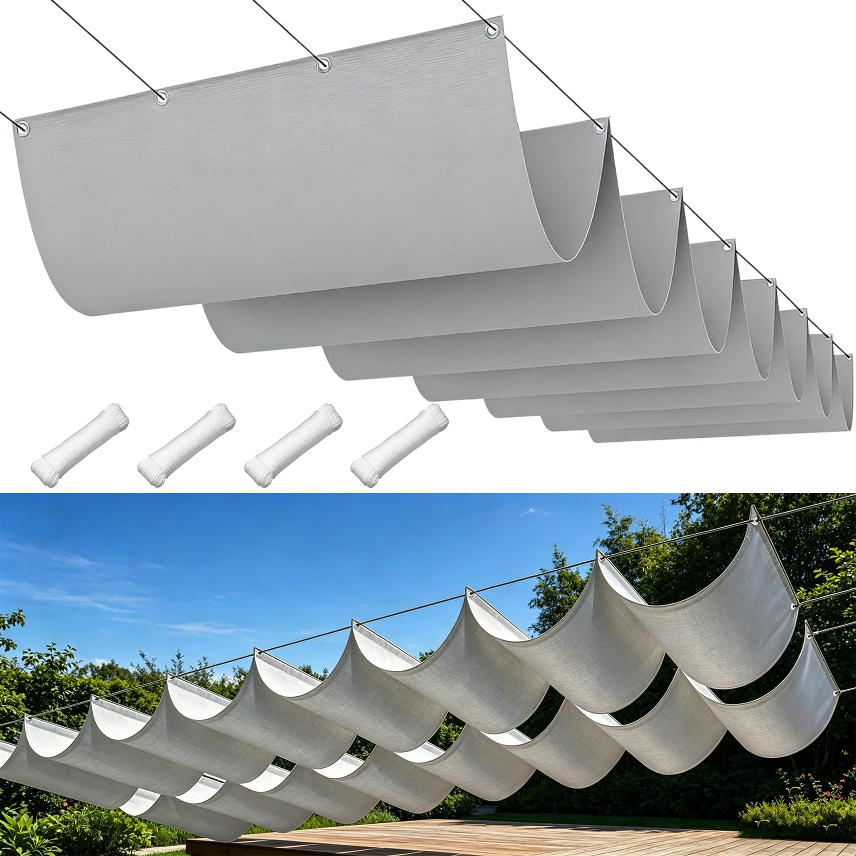 Evita el Calor en tu Porche con el Toldo Retráctil Ondulado 60x460 cm Gris Claro UV 98%