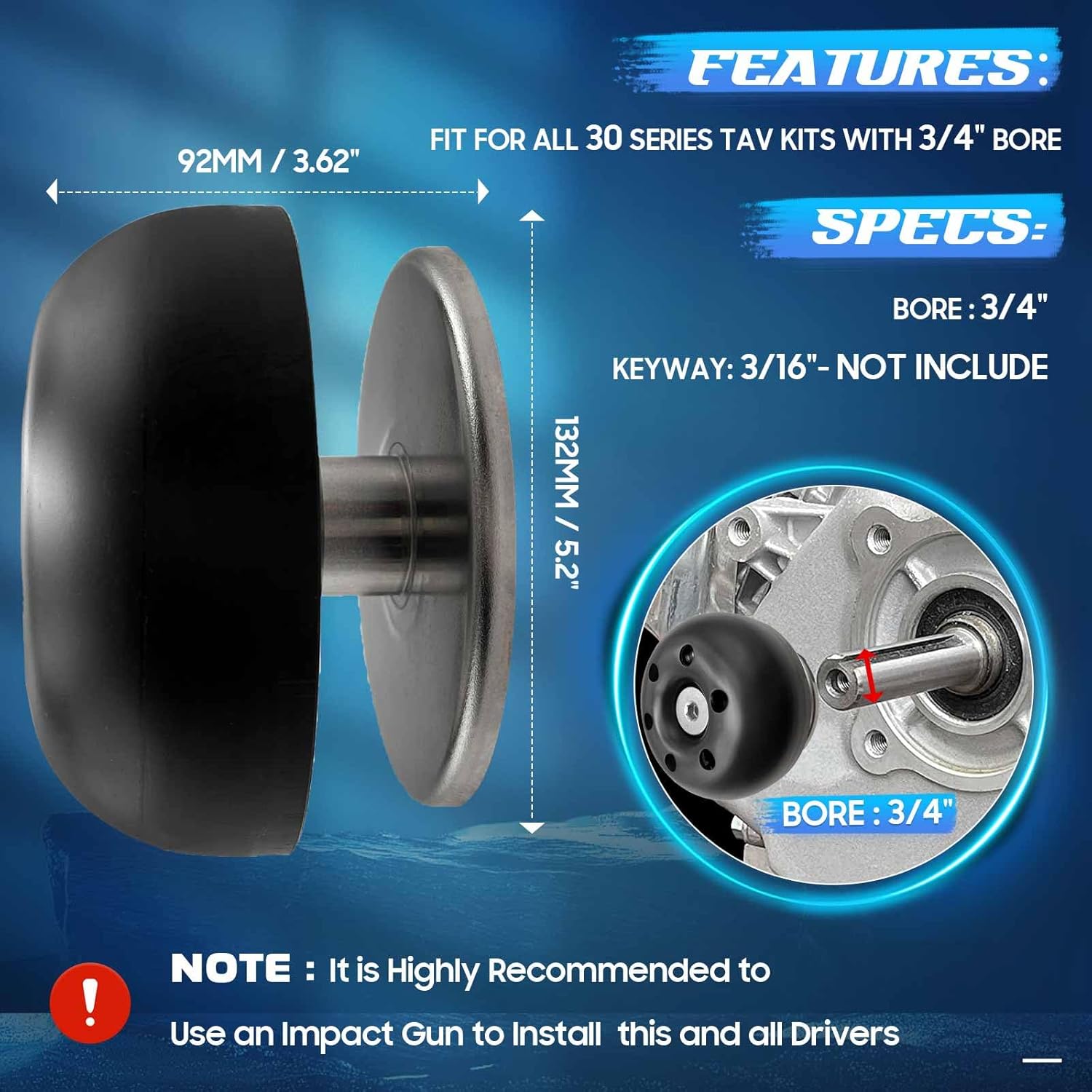 Youxmoto Super 30 Series Torque Converter Driver Clutch with Belt, 3/4" Bore for Predator 212cc 196cc 225cc 224cc 6.5hp, for Baja MB165 MB200, for TrailMaster MB200, for Coleman CT200U BT200X KT196