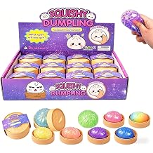 12PCS Glitter Dumpling Squishy, Mini Real Bun Dumplings Squishies Set Pack Box, Colorful Cute Fun Balls Hand Relax, Decorative Gift for Adults Classic
