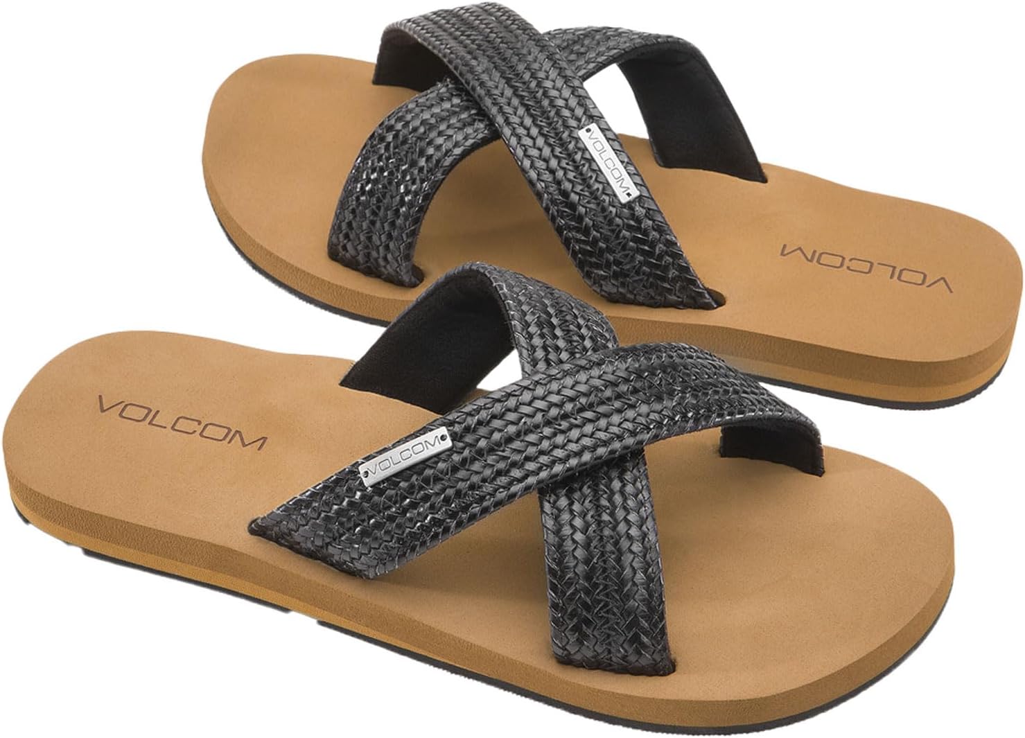 Volcom Women's Flip Flops Sandals, All-Day Wear, Comfortable Footwear, Black, 10