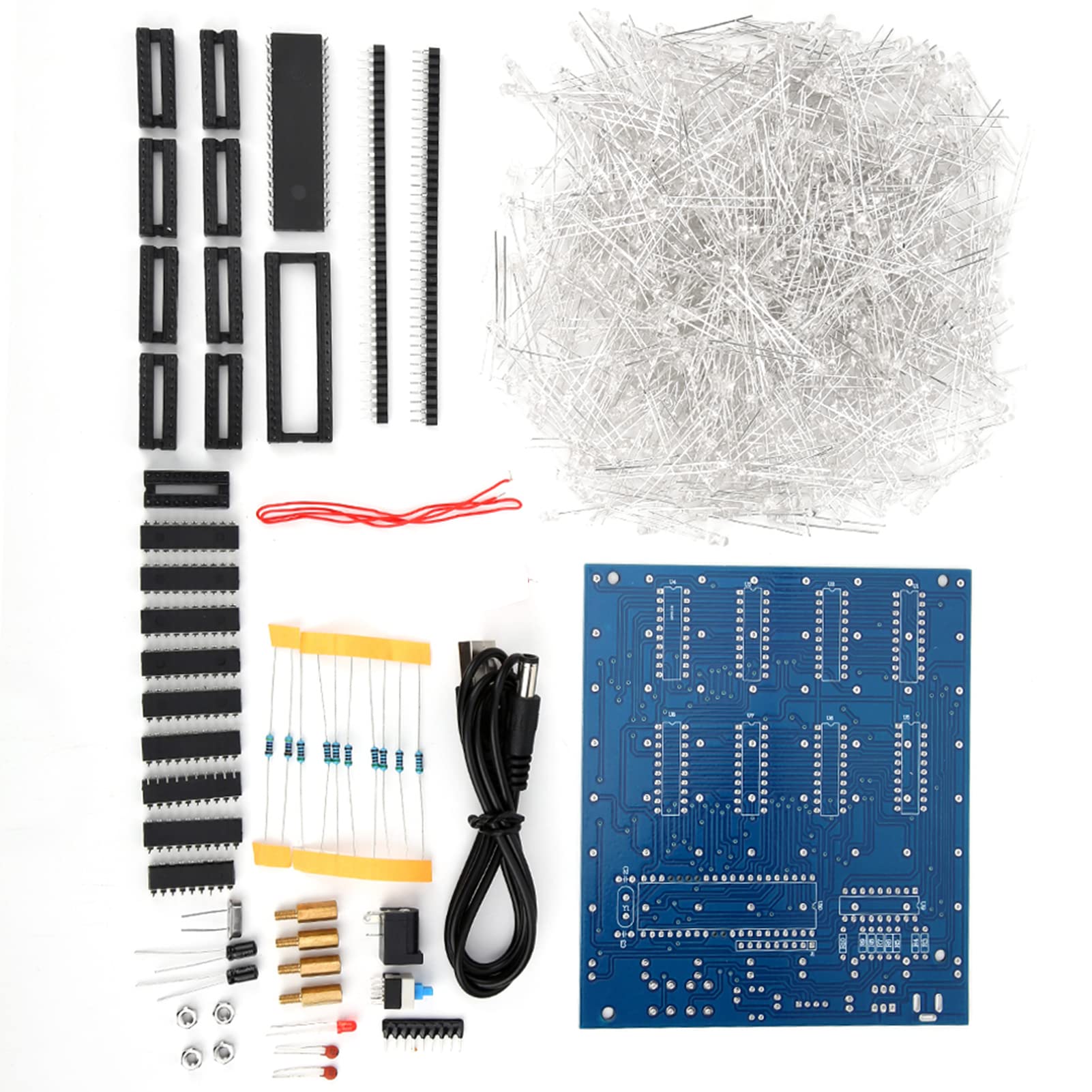 Printed Circuit Board 3D LED Light Cube DIY Kit Printed Circuit Board Electronics Soldering Project for 8 x 8 x 8CM Cubes Science Kits