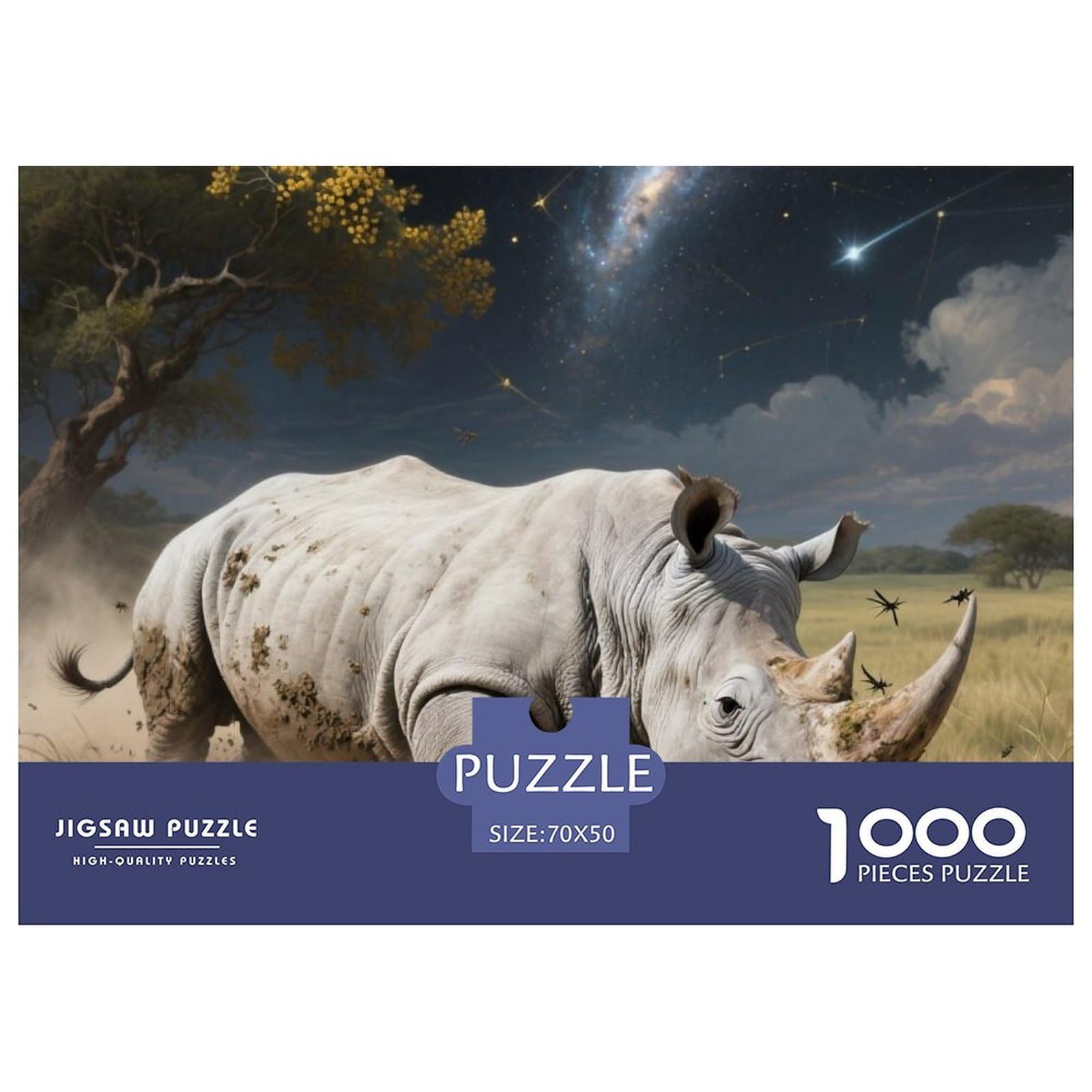 Rhinoceros 1000 Puzzles Adults Puzzle Adults Puzzle Puzzle Game Animal Home Decoration Challenge High Difficulty 70x50cm/1000pcs