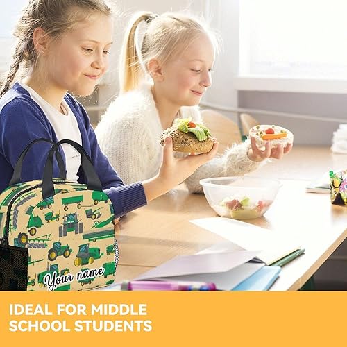 Miniatura 8 de Bolsa de almuerzo personalizada con tractor para niños, pequeñas bolsas de almuerzo aisladas, lonchera reutilizable para niños, bolsas de almuerzo