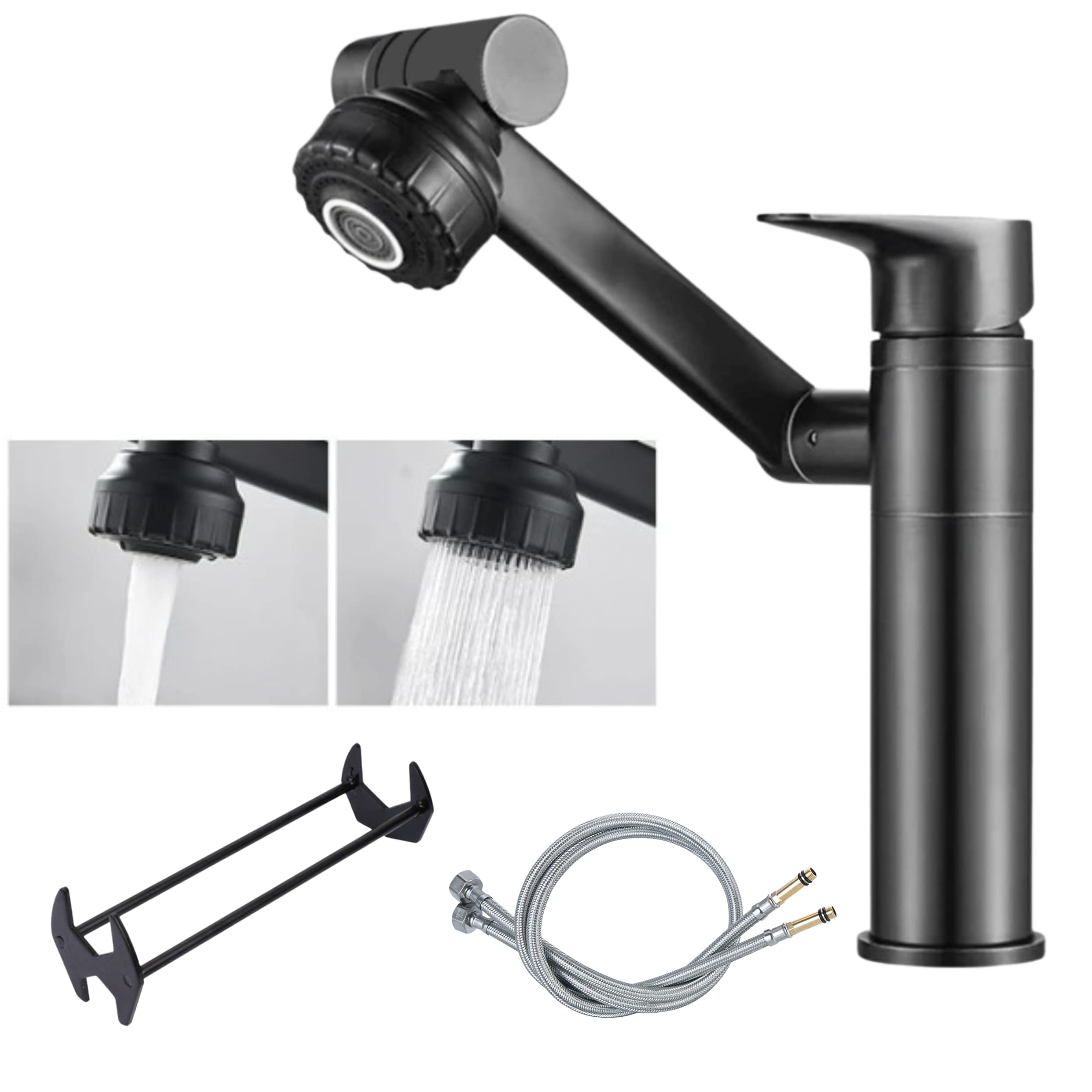 Grifo mezclador cocina giratorio 360 TradeProvider con mangueras flexibles y llave kit