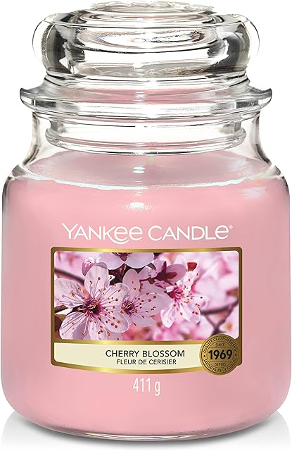 Yankee Candle Scented Candle | Cherry Blossom Medium Jar Candle| Burn Time: Up to 75 Hours
