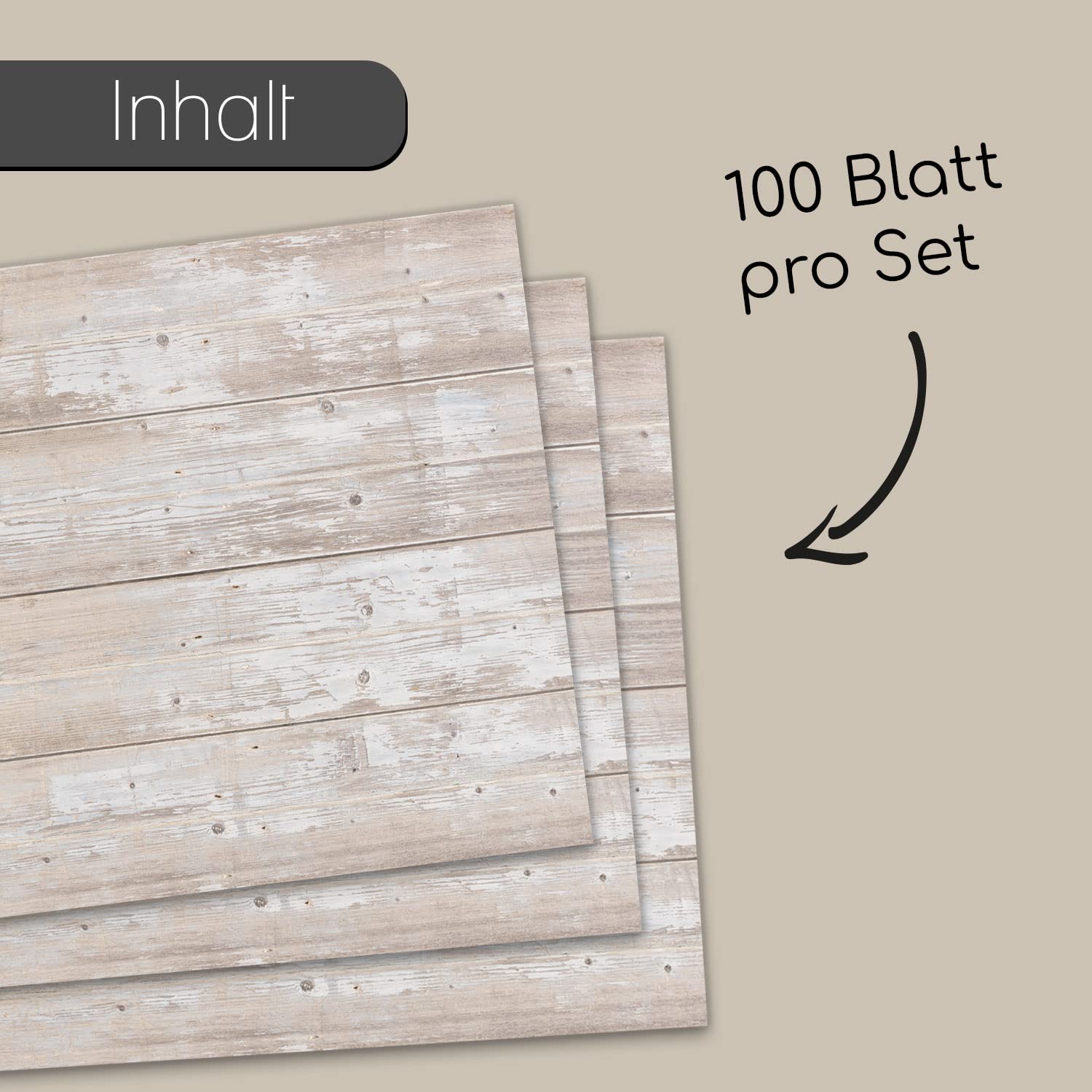 100 Papier-Tischsets – Holzoptik, DIN A3, Beige, Used-Look, Für Feiern & Alltag, Made In Germany