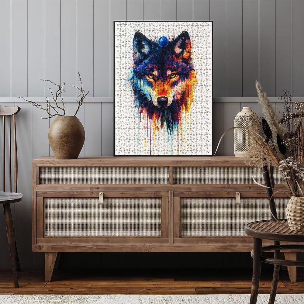 Puzzle 4000 sztuk, malowanie wilka puzzle dla dorosłych 4000, drewniane puzzle, klasyczne gry edukacyjne, niemożliwe wyzwanie, gry i zajęcia rodzinne, prezent kreatywności DX0YL11001