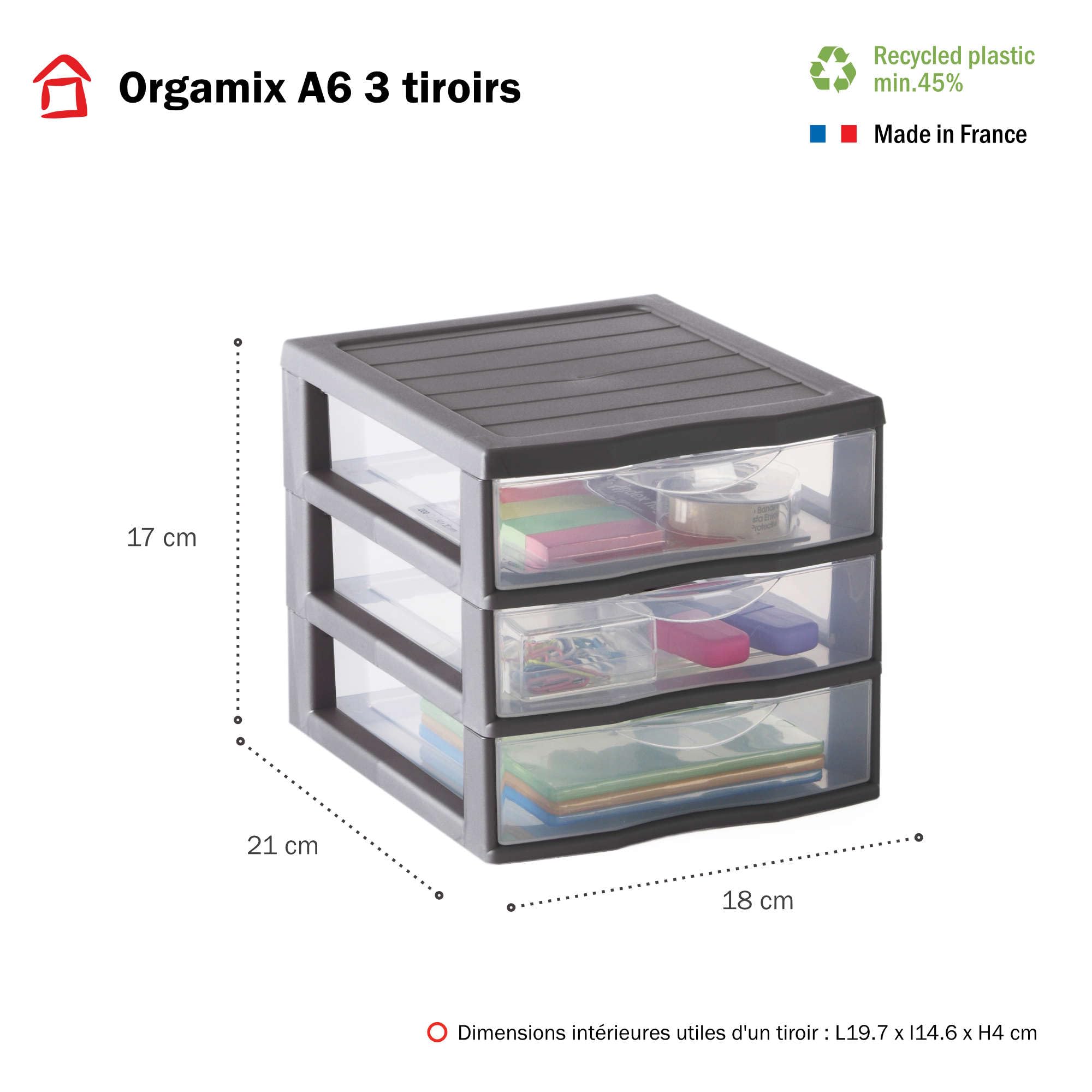 WSAMJIN Kleine kunststof opbergmand, kunststof box organizer met handgrepen voor laden, keuken, huis, badkamer, verpakking van 3, wit