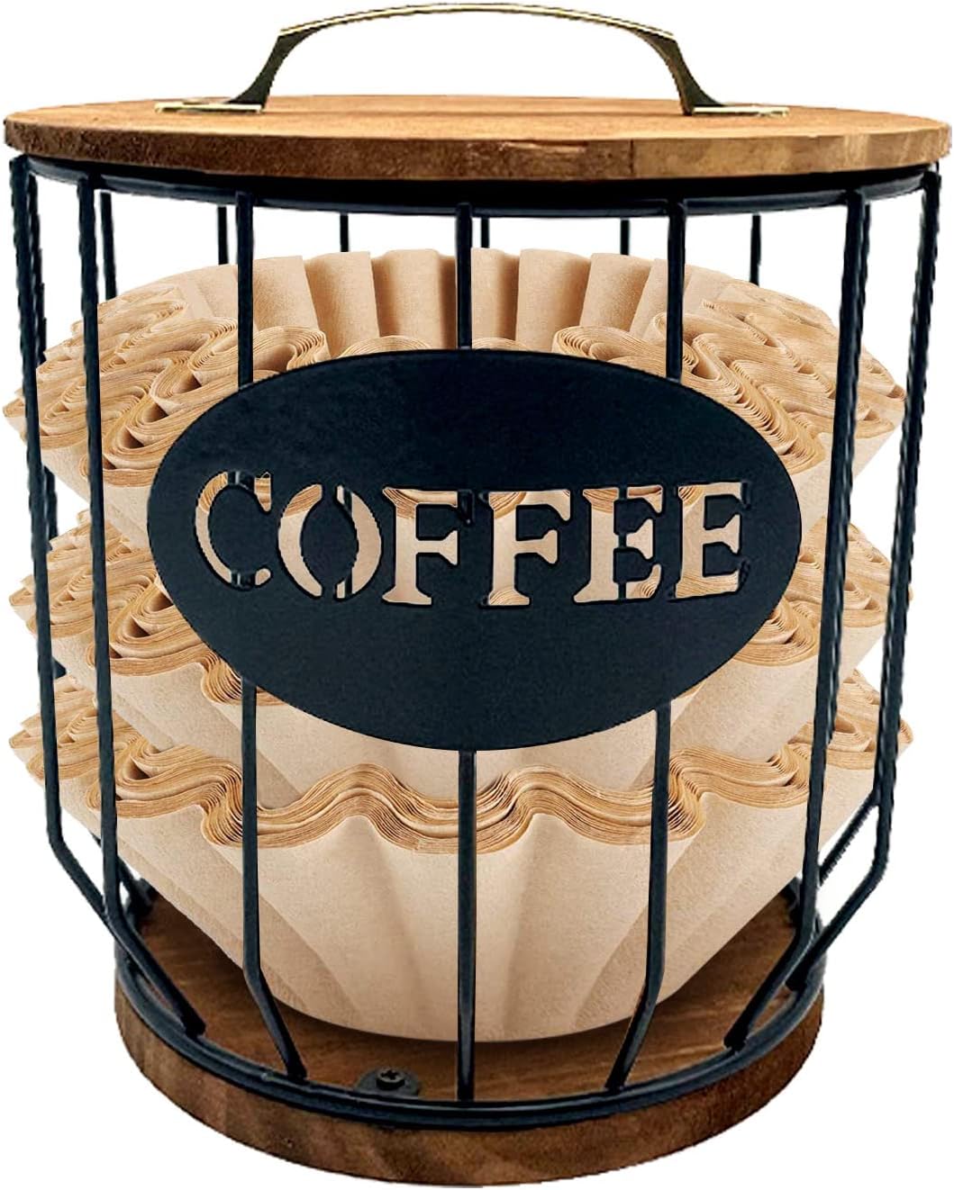 KPWIN Coffee Filter Holder, Rustic Coffee Filter Storage