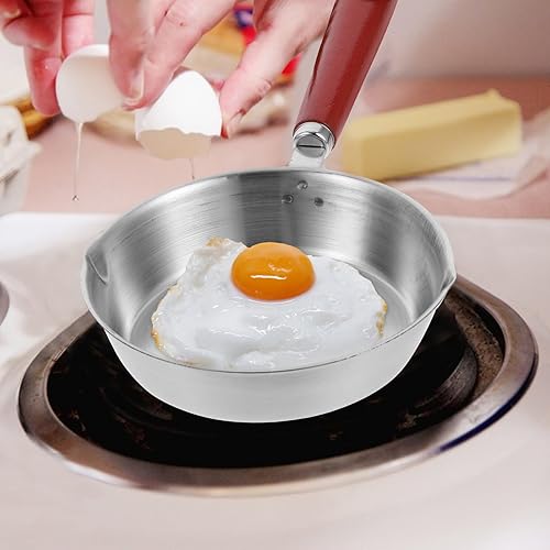 Miniatura 2 de Sartén pequeña para huevos, sartén de un solo huevo, 5 unidades, acero inoxidable, mini pastelería antiadherente para huevos con mango que se