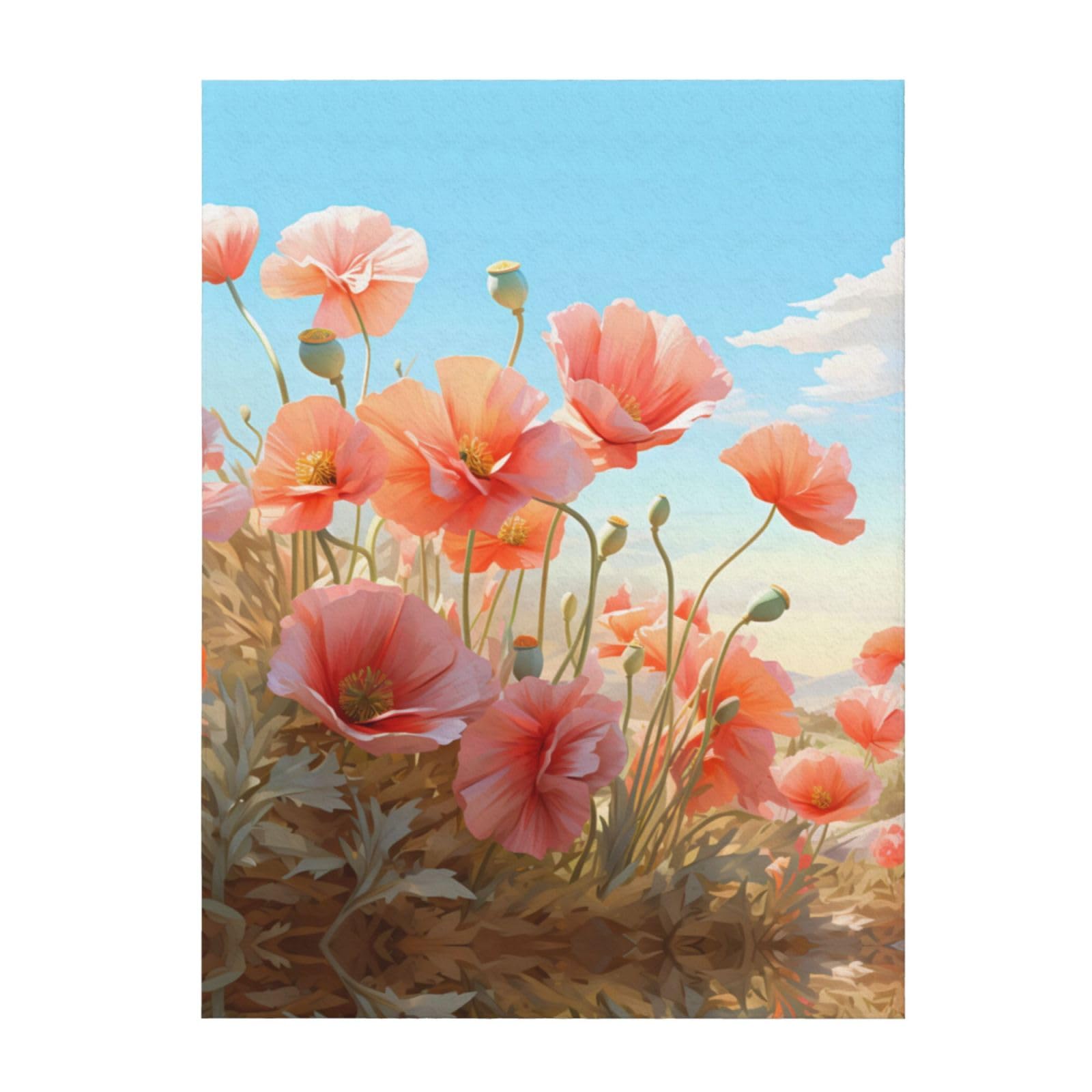 Couverture coquelicots pastel légère chaude et durable pour grand lit