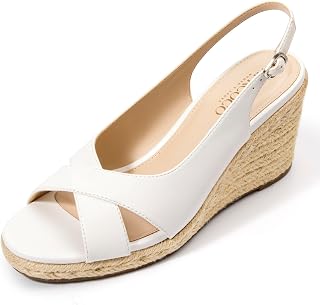 AprCoco Women's Wedge Sandals Espadrille Platform Comfort Open Toe Adjustable Slingback Wedges Heels for Women Summer Vacation