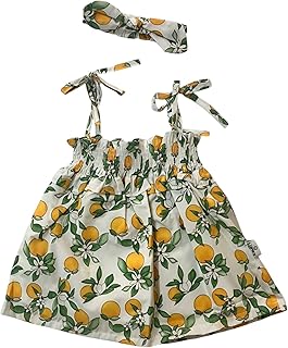 طقم من قطعتين فستان بدون أكمام وربطة شعر بطبعة أشكال للبنات من لومكس