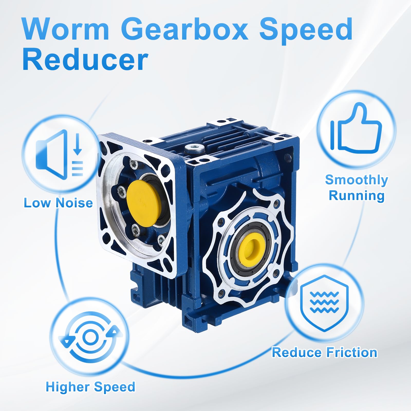 QUARKZMAN Reductor De Engranajes Helicoidal NMRV040 Relación 25:1 Eje De Salida 18mm Reductor De Velocidad Helicoidal De Alto Par Para Motor Servo Nema34/Motor Paso A Paso Nema34 Azul