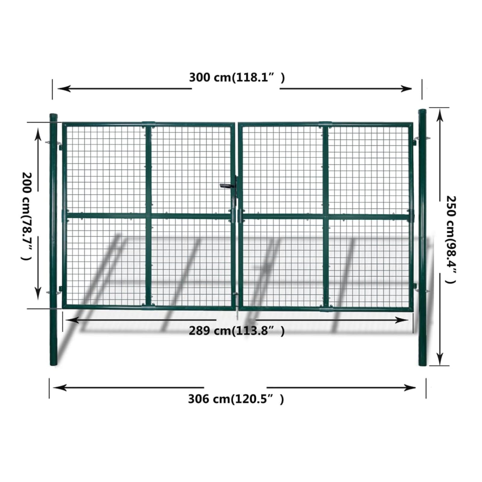 Gecheer Cancello,Doppio,da Giardino,Esterno,in Rete Acciaio Zincato,Verde Scuro,306x250 cm,Cancello Doppia Anta,Cancello da Giardino,Cancello Metallo,Cancello Acciaio,Cancello per Recinzione