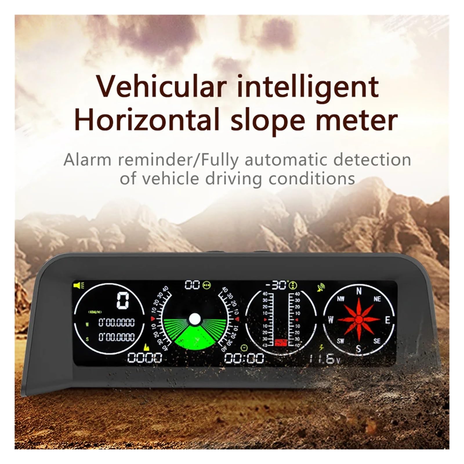 X90 GPS Head Up Display Velocímetro Alarma De Exceso De Velocidad Medidor De Pendiente Inclinómetro Brújula De Coche HUD Ángulo De Inclinación Reloj Transportador para todos los vehículos
