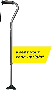 Hugo Mobility Adjustable Offset Quadpod Cane with Stable Tip, Smoke | Offset Quadpod Cane Features an Ultra Stable Tip for Confident, Everyday Walking Support and Balance