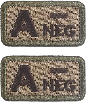 2 PCS Blimark Blood Type Patches, A- Negative NEG Patches, Hook and Loop, Embroidered Tactical Morale Patch for Backpacks, Clothing, Jeans, Hats, Bags, Helmets, Jersey, Army Vests,T-Shirts