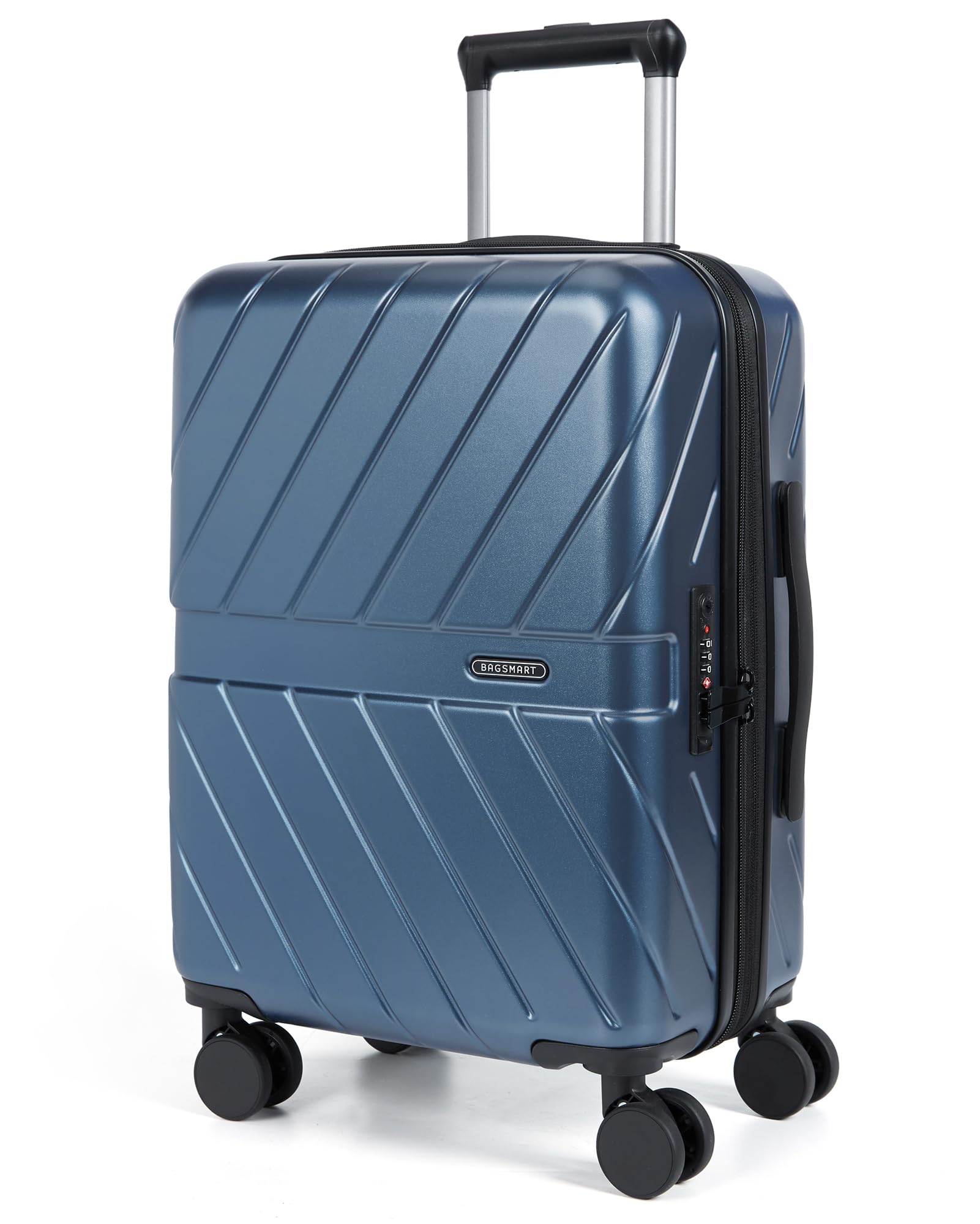 BAGSMART Carry On Luggage 22x14x9 Airline Approved With TSA Lock 1OO Polycarbonate Hardside Luggage with Spinner Wheels Royal