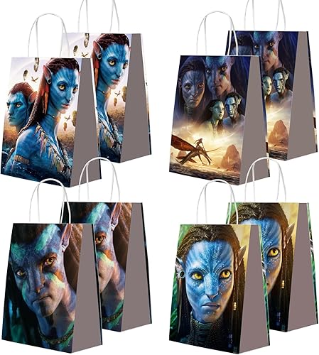 Avatar 2 bolsas de regalo para fiesta de cumpleaños, 16 bolsas de dulces con temática de dibujos animados con 4 estilos, bolsas de papel impresas
