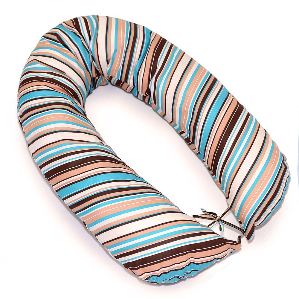 Babymam BREAST FEEDING PILLOW BABY NURSING MATERNITY PREGNANCY COTTON COVER 170CM (Brown stripes)