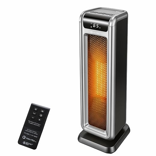 Voice Pilot Indoor Space Heater 23'' with Offline Voice Control, Grey