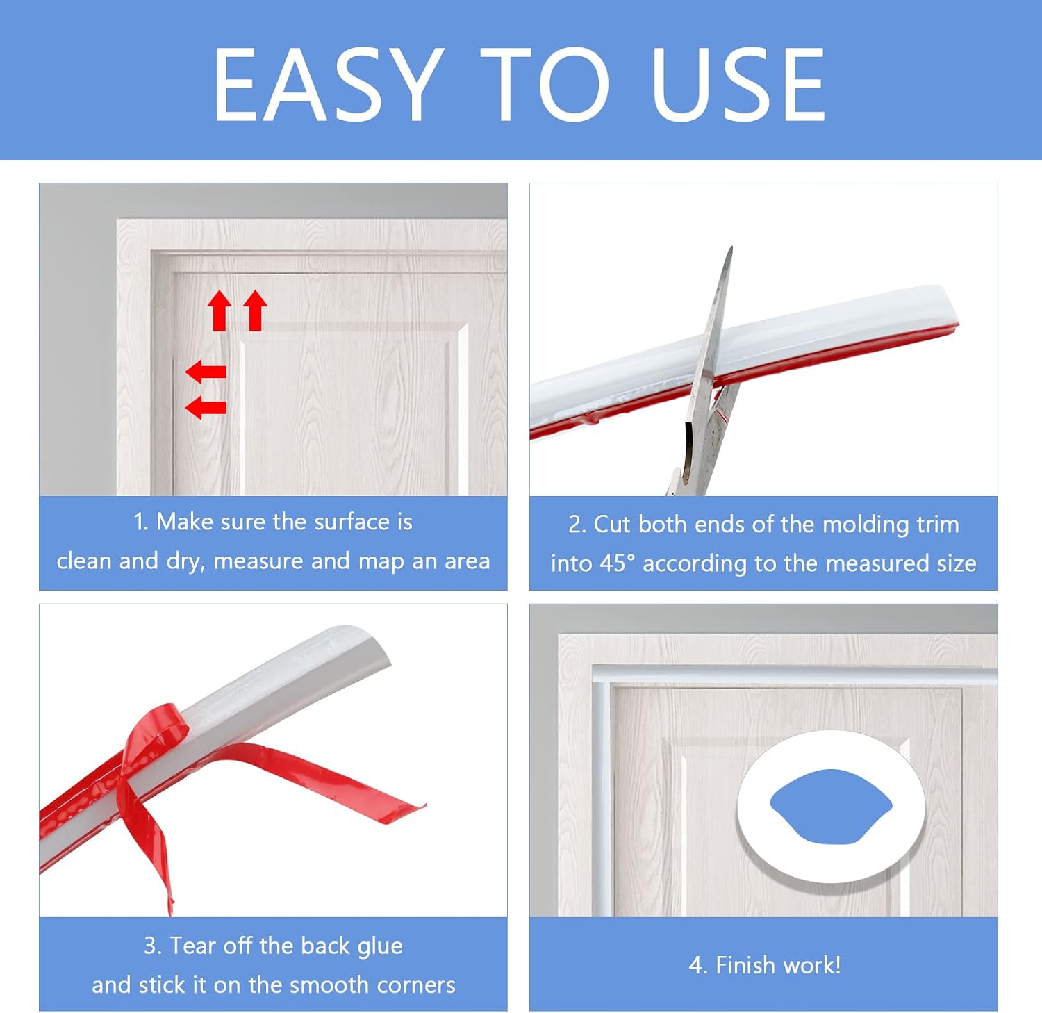 Lcxecnw Flexible Quarter Round Molding Self Adhesive,Peel And Stick Waterproof Molding Trim Caulk Strip For Wall Edge Corner Ceilings Edge Cabinet Edge Tile Countertop Edge Window Door Frame White