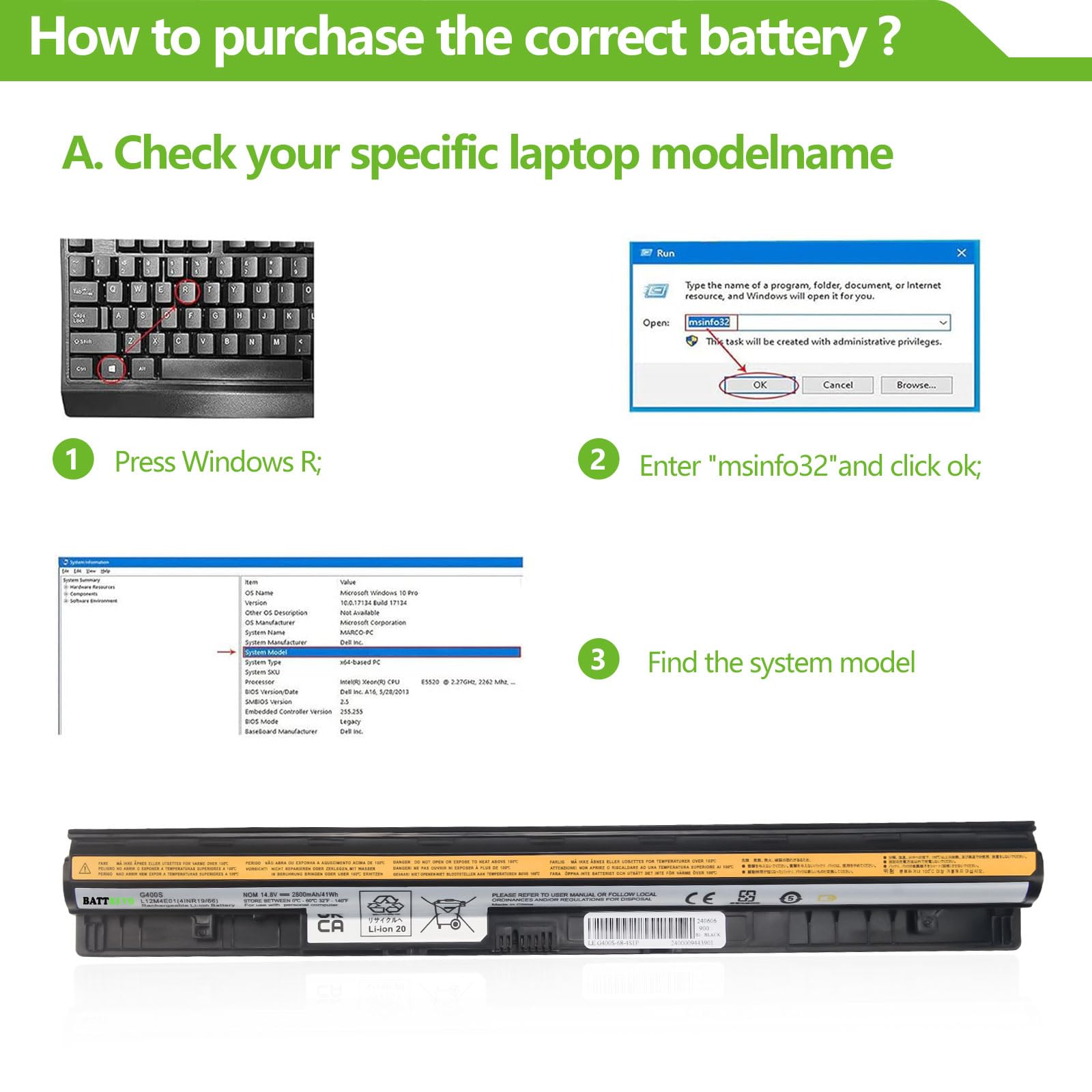 Batteria 41Wh/2800mAh L12M4E01 L12L4E01 L12S4E01 L12L4A02 L12M4A02 L12S4A02 per Lenovo G50 G50-30 G50-45 G50-70 G50-80 G70 G70-70 G70-80 G400s G500s G505s Z41-70 Z50-70 Z50-75 Z70 Z70-80 Z710
