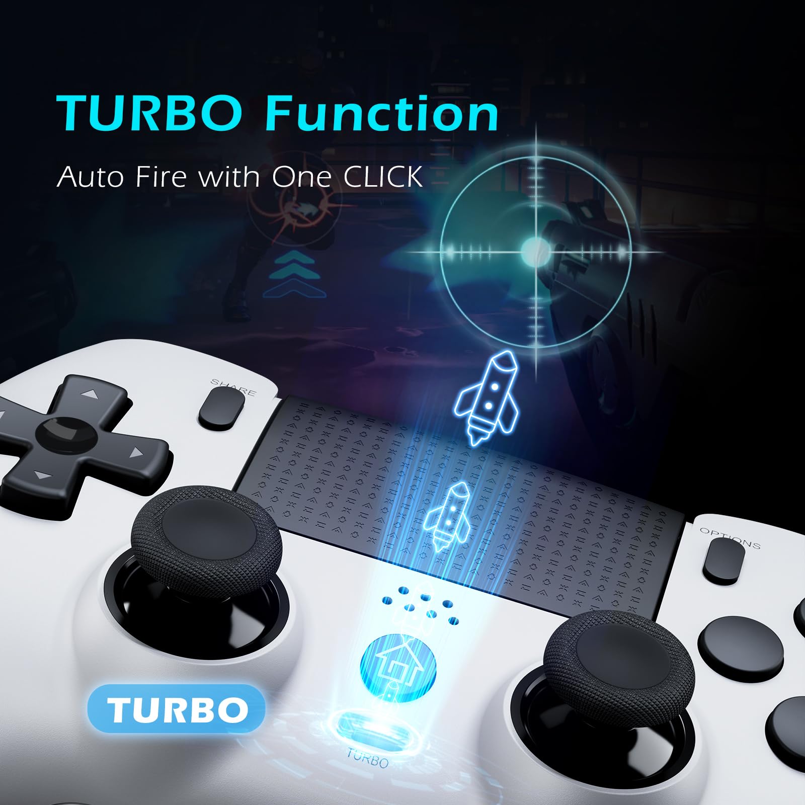 CHEREEKI Controller per PS4 Hall Joystick, Wireless Gamepad Compatibile con PS-4/Slim/Pro, Grande Batteria da 1000mAh Doppio Vibrazione, Sensori di Movimento, Touch Pad, Jack per Cuffie Stereo, Bianco
