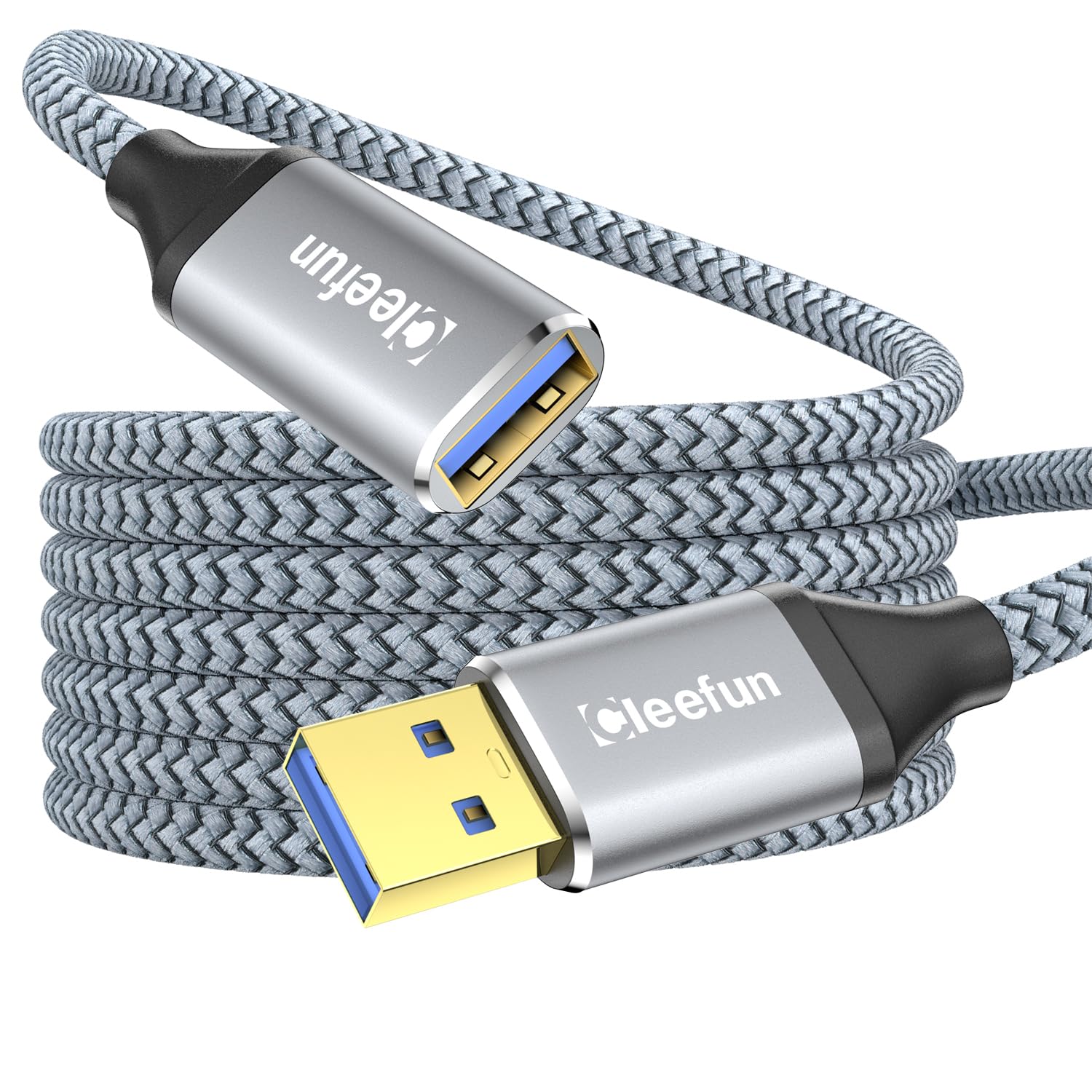 CLEEFUN Prolunga USB 5 Metri, USB 3.0 Tipo A Maschio a A Femmina 5Gbps Nylon Cavi Estensione Trasferimento Dati per Stampante, Webcam, Mouse, Hub USB, Gamepad, Controller PS5, Unità Flash