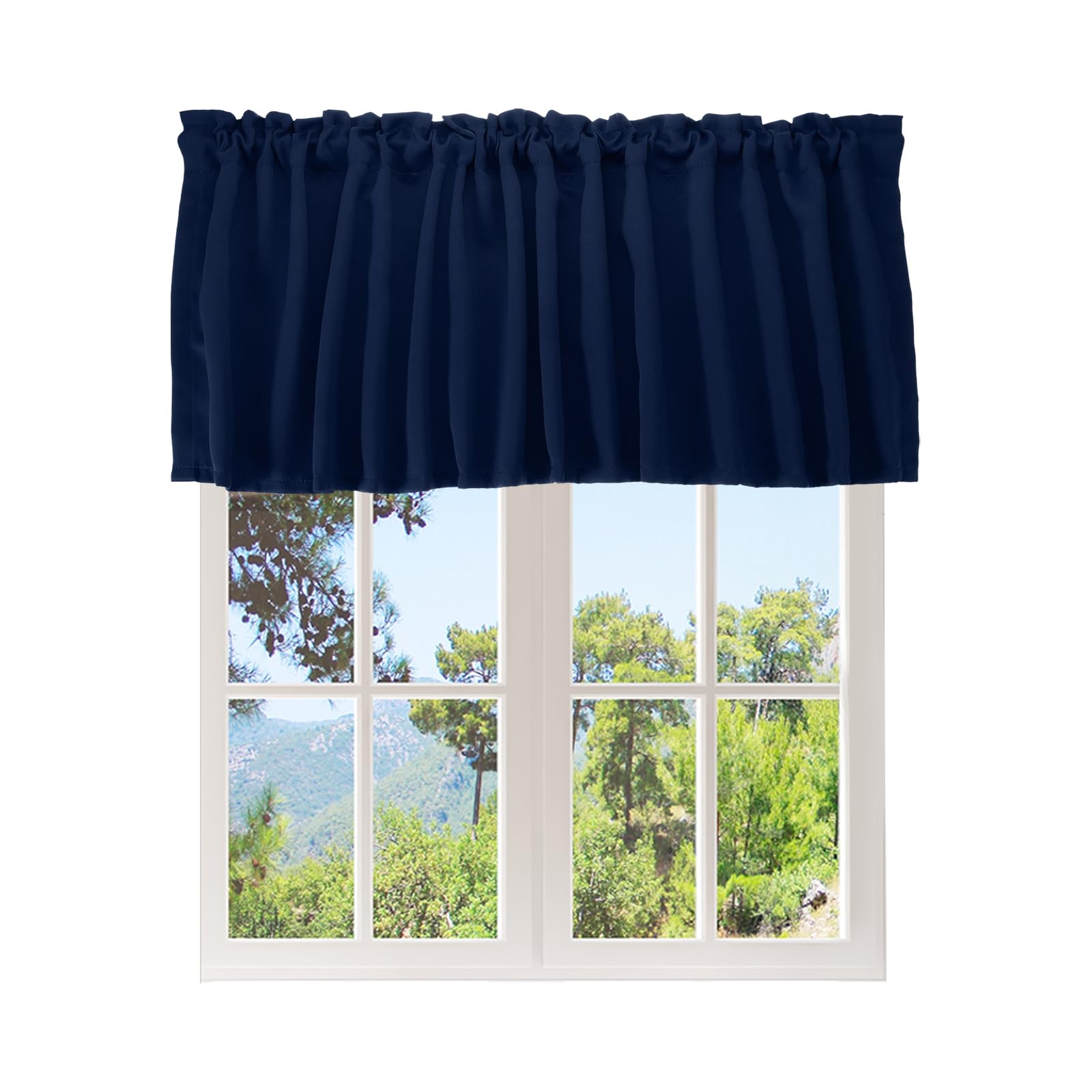 sourcing map Window Valance, 52 x 18 Inch Valance Curtains Small Short Light Filtering Sheer for Windows Bedroom Bathroom Living Room Kitchen, Dark Blue
