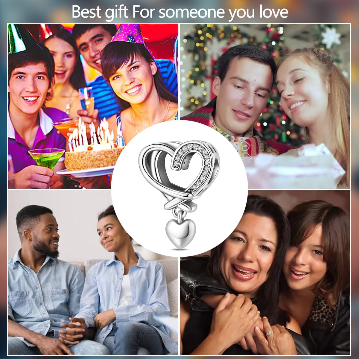 925 Sterling Silver Charms, Compatible with Pandora Bracelets, 5A Cubic Zirconia Beads, Pendants for Mother's Day and Valentine's Day Gifts Heart Pendant Charms - Image 6