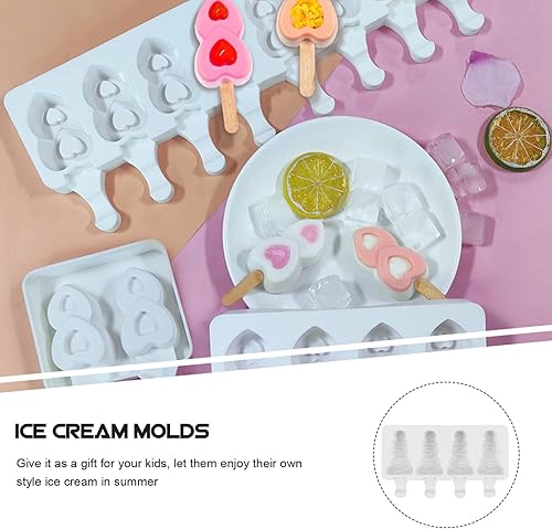 Miniatura 4 de Cabilock Molde de helado de silicona para paletas de hielo para árbol de Navidad, pastel de bricolaje con palos de madera, 1 juego