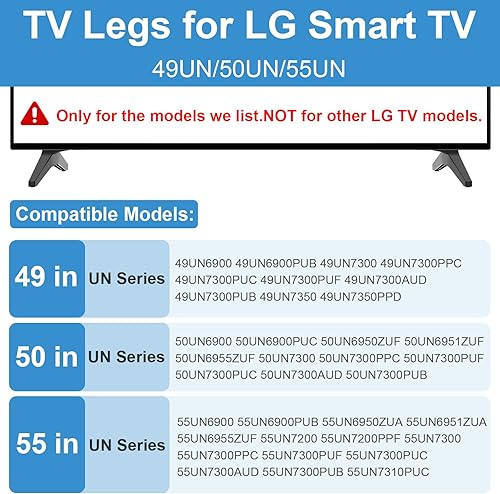 Miniatura 3 de Patas de TV para soporte de TV LG, para 49UN 50UN 55UN 55UN LG TV Legs 55UN6900 55UN7200 55UN7300 55UN7300PUB 55UN6950ZUA 55UN6955ZUF 50UN6900