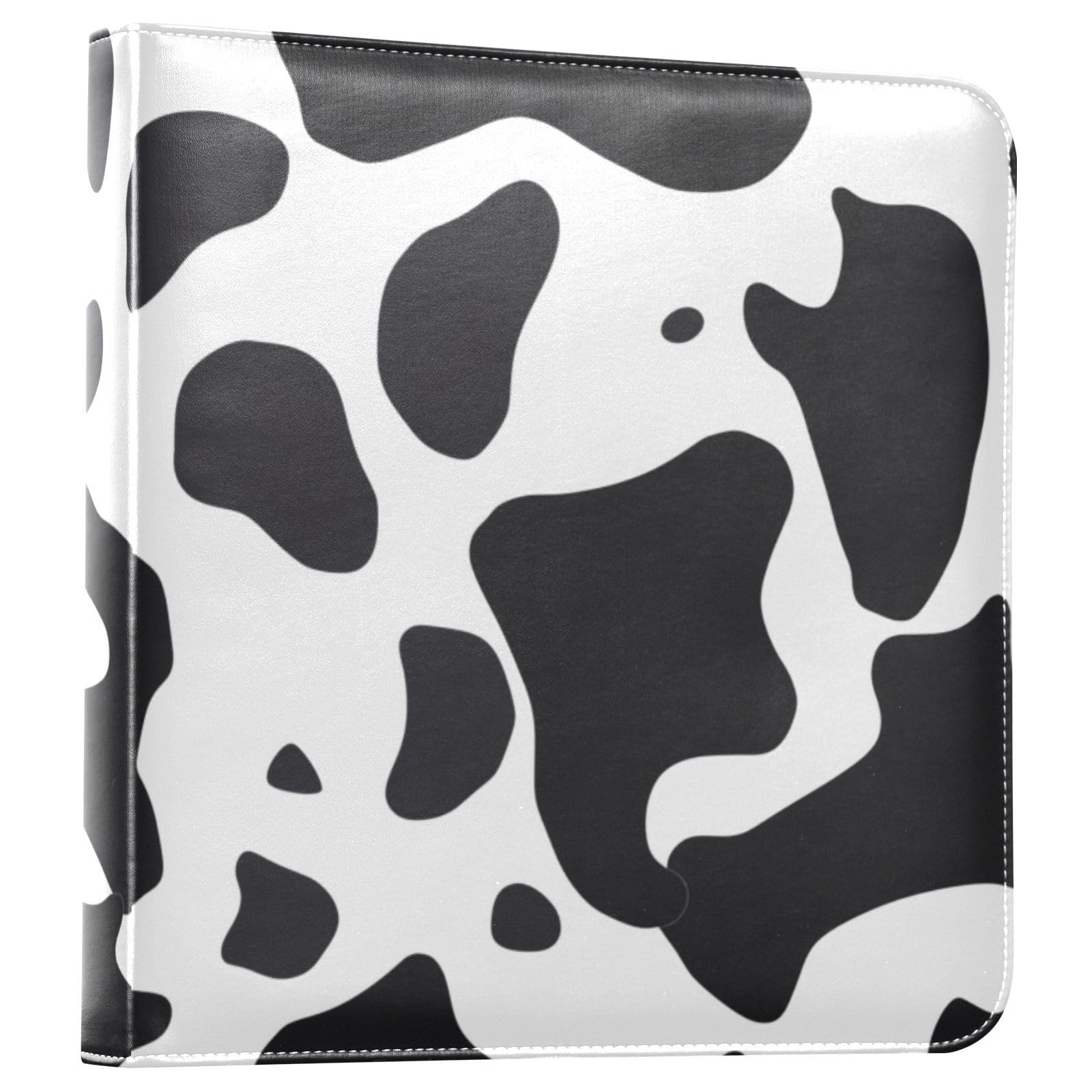 JIPONI Cow Spot Big Large Photo Album, DIY Leather Cover Scrapbook Albums for 4x6 5x7 6x8 Pictures, Self Adhesive Memory Book for Wedding, Baby, Family