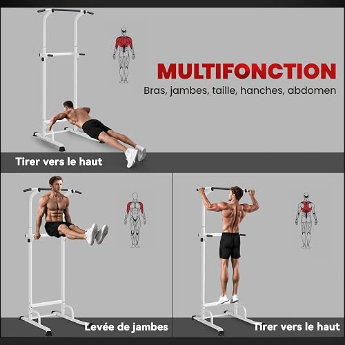 SPORTNOW Power Tower Dip Freestanding Pull Up Bar Height Adjustable Pull Up Station Dip Station for Fitness Workout for Home Gym Home - 3