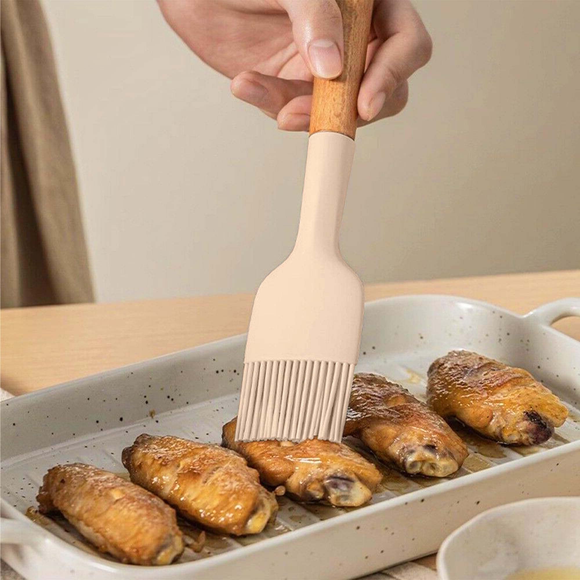 JUPPLIES Juego de Utensilios de Cocina de Silicona 12 Piezas con Mangos de Madera y Soporte Organizador – Set Antiadherente Resistente al Calor – Apto para Todas Las Ollas y Sartenes - Marrón — view 8
