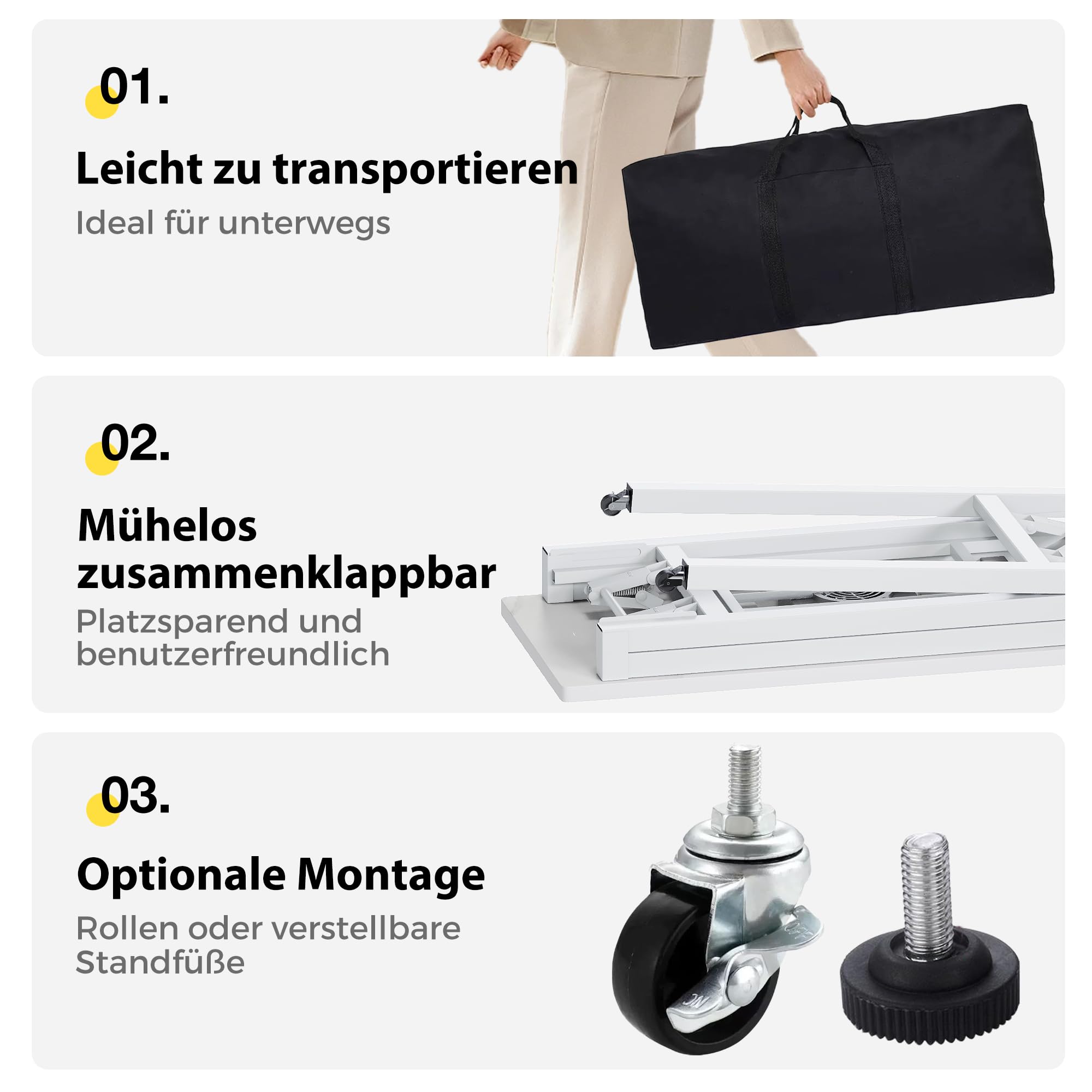 Tragbarer Nageltisch mit Staubabsaugung und LED-Lampe, Klappbarer Manikürtisch mit Tragetasche, Handauflage, Organizer-Boxen & Nail Display, Profi Nagelstudio Tisch für Maniküre & Nageldesign,Weiß