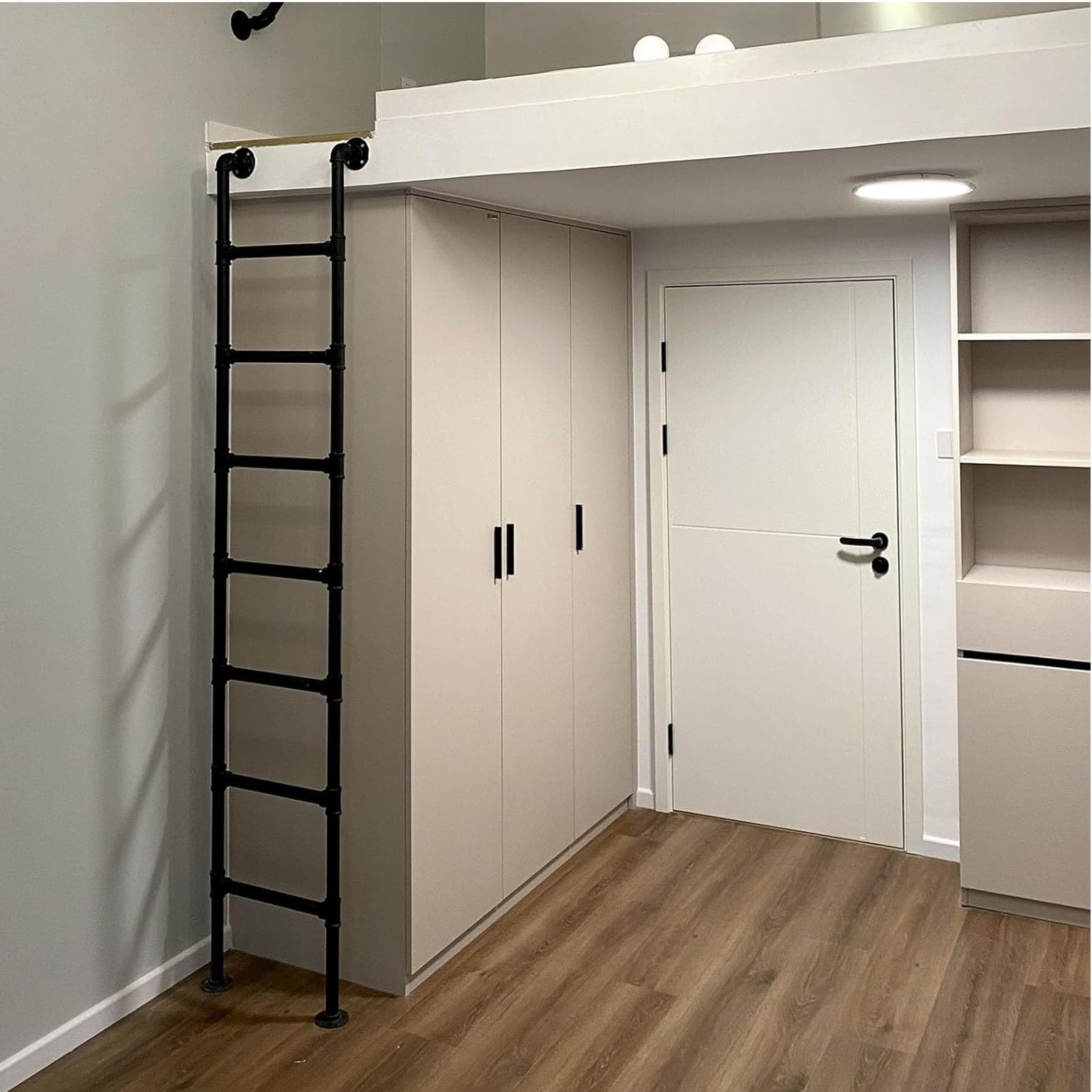 BYFSRUS Black Metal Loft Bed Ladder 100300 cm Height WallMounted Emergency Fire Escape Ladder Durable Climbing Stairs for Dormitory Library Safe and Sturdy.