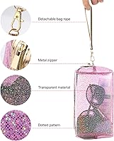 Vista 4 de 4 bolsas de cosméticos impermeables de PVC transparente con cremallera, bolsa de aseo con correa de asa, bolsa de maquillaje transparente portátil