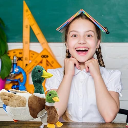 Miniatura 6 de POPOTATO Papá de peluche de pato real de 13 pulgadas con un pato bebé, 2 piezas de animales de peluche para niñas y niños